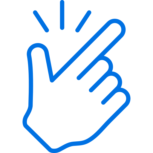 Blue line drawing of a hand snapping fingers.